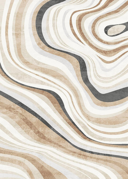 FINOREN Artistic Abstract Area Rug.Cream and Brown,4x6 Feet,Suitable for Bedroom,Living Room,Apartment,Machine Washable Non-Slip Soft Modern Interior Rug,Smudge-Proof,Non-Shedding.