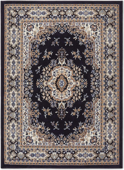 Home Dynamix Premium Sakarya Traditional Medallion Border Area Rug, Navy Blue/Brown, 7'8"x10'7" Rectangle