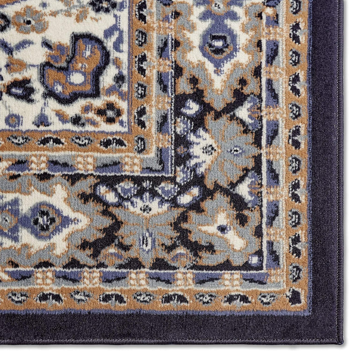 Home Dynamix Premium Sakarya Traditional Medallion Border Area Rug, Navy Blue/Brown, 7'8"x10'7" Rectangle