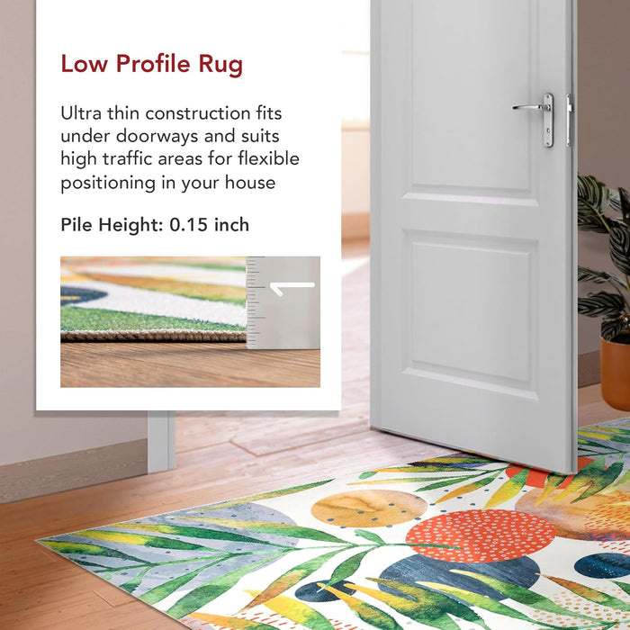 nuLOOM Amelia Machine Washable Tropical Ultra Thin Runner Rug, 2' 6" x 8', Green