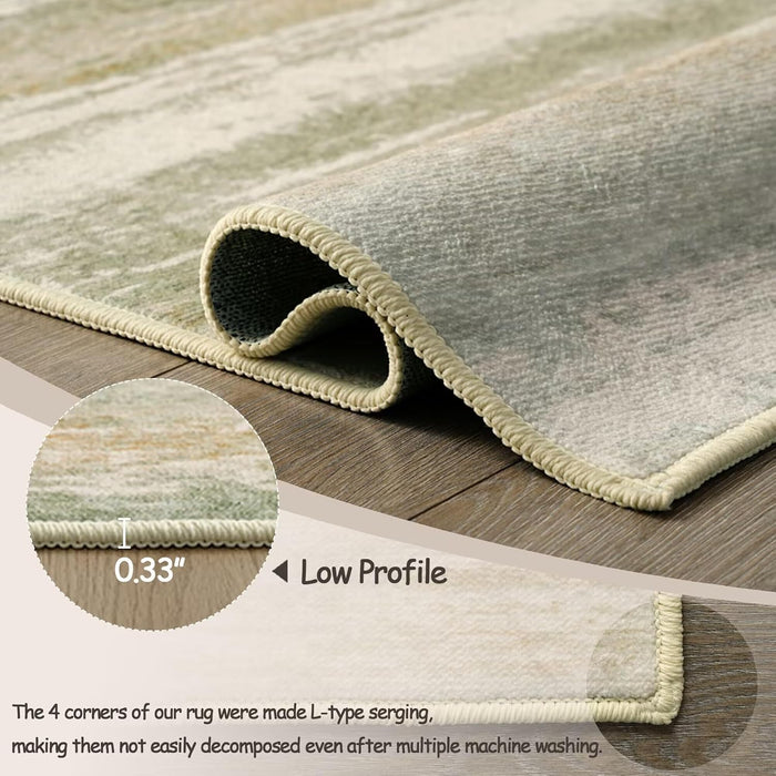 5x7 Machine Washable Cozy Soft Faux Wool Spill-Proof Surface Abstract  Non-Slip Backing, Area Rug