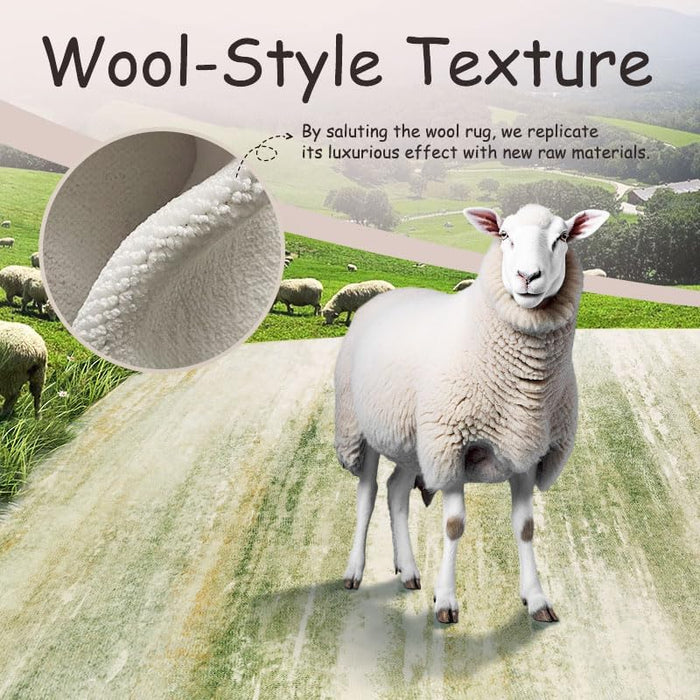 5x7 Machine Washable Cozy Soft Faux Wool Spill-Proof Surface Abstract  Non-Slip Backing, Area Rug