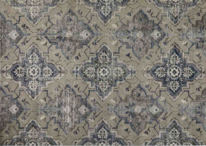 5.3 ft x 7.2 ft Haven + Key Medallion Area Rug - Taupe & Blue