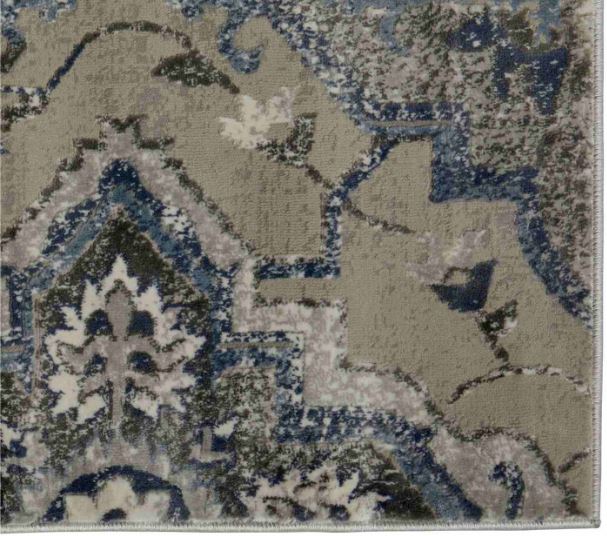 5.3 ft x 7.2 ft Haven + Key Medallion Area Rug - Taupe & Blue