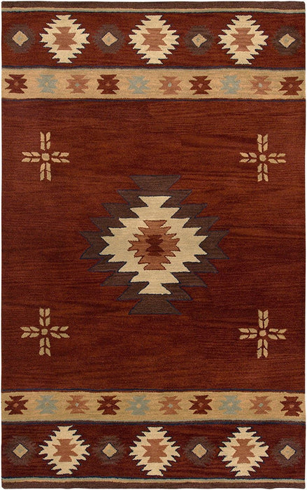 Rizzy Home | SU2009 | Southwest Collection | Wool Area Rug | 3' x 5' | Burgundy/Tan/Sage/Navy/Light Tan Southwest/Tribal