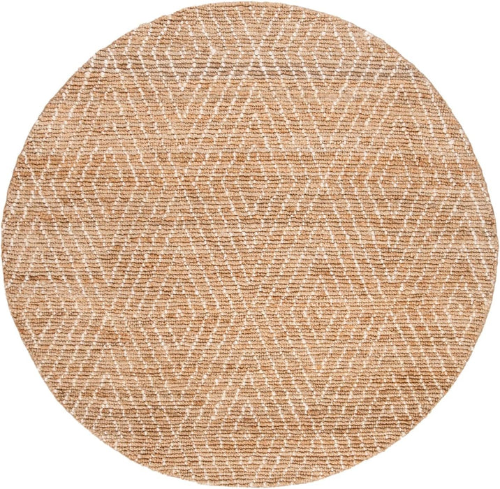 SAFAVIEH Bohemian Collection Area Rug - 6' Round, Natural & Ivory, Handmade Moroccan Tribal Jute, Ideal for High Traffic Areas in Living Room, Bedroom (BOH702B)