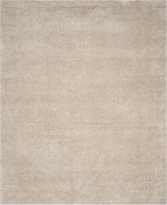 SAFAVIEH Santa Monica Shag Collection 6'7" x 9'6" Beige SGN725 Solid Non-Shedding Living Room Bedroom Dining Room Entryway Plush 2-inch Thick Area Rug