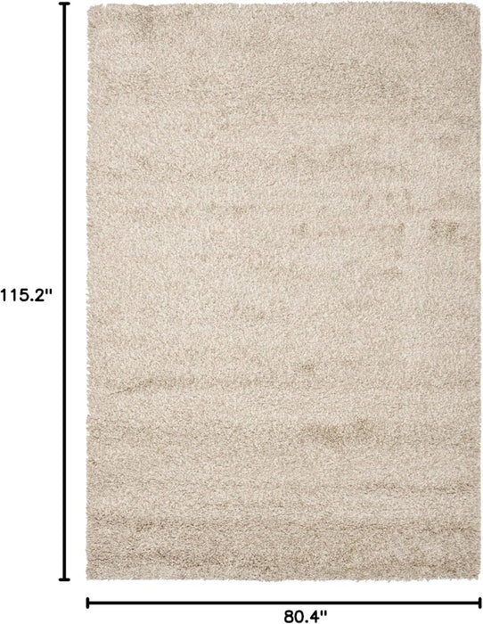 SAFAVIEH Santa Monica Shag Collection 6'7" x 9'6" Beige SGN725 Solid Non-Shedding Living Room Bedroom Dining Room Entryway Plush 2-inch Thick Area Rug