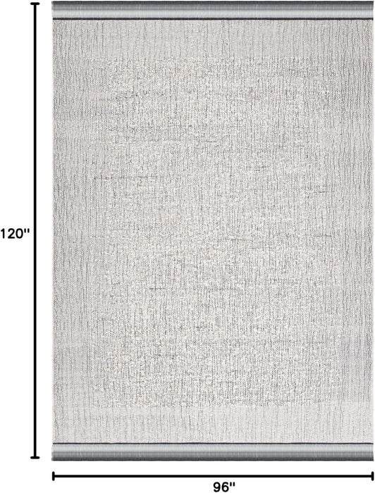 SAFAVIEH Natura Collection Area Rug - 8' x 10', Ivory & Black, Handmade Flat Weave Textured Fringe Cotton, Ideal for High Traffic Areas in Living Room, Bedroom (NAT930Z)