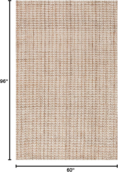 SAFAVIEH Natural Fiber Collection Area Rug - 5' x 8', Ivory & Light Brown, Handmade Rustic Farmhouse Jute, Ideal for High Traffic Areas in Living Room, Bedroom (NF186B)