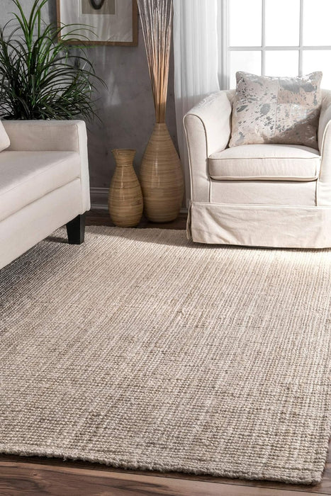 nuLOOM Ashli Solid Farmhouse Jute Area Rug, 6x9, Off-White