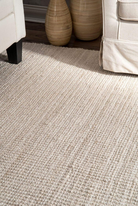 nuLOOM Ashli Solid Farmhouse Jute Area Rug, 6x9, Off-White