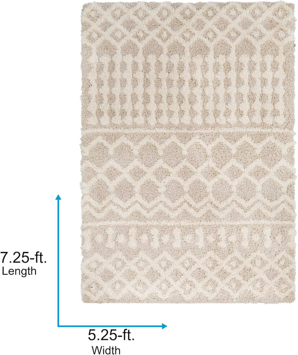 Livabliss Hapsburg Moroccan Shag Area Rug, 5'3" x 7'3", Beige