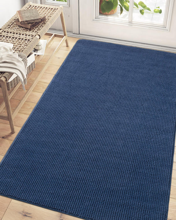 DEXI Door Mat Entryway Doormat Front Entrance Non-Slip Low Profile Washable for Inside Entry 35.5"x59",Blue