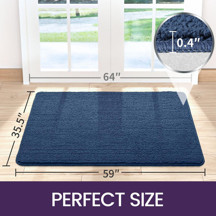 DEXI Door Mat Entryway Doormat Front Entrance Non-Slip Low Profile Washable for Inside Entry 35.5"x59",Blue