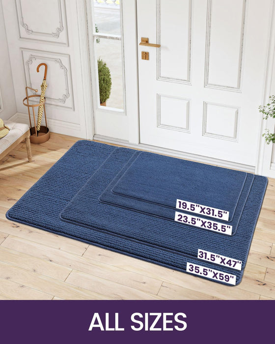 DEXI Door Mat Entryway Doormat Front Entrance Non-Slip Low Profile Washable for Inside Entry 35.5"x59",Blue