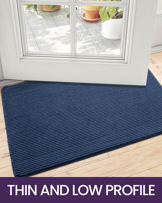 DEXI Door Mat Entryway Doormat Front Entrance Non-Slip Low Profile Washable for Inside Entry 35.5"x59",Blue