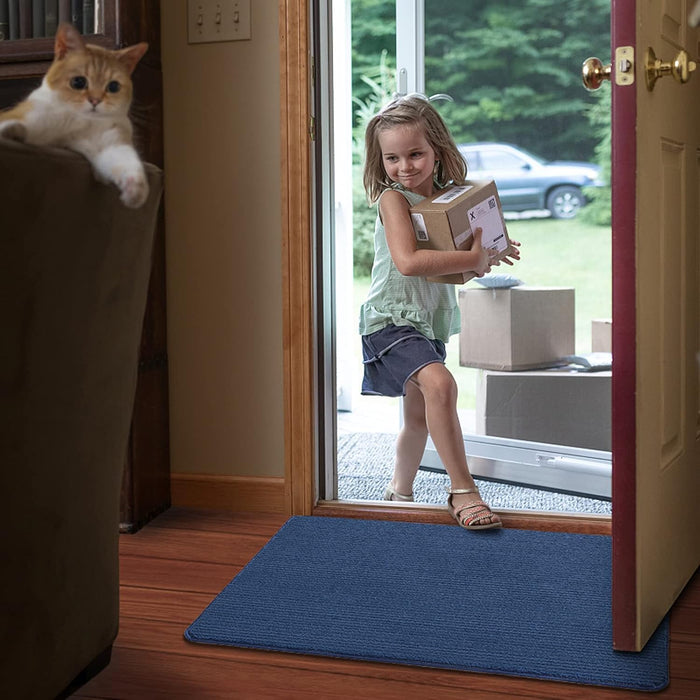 DEXI Door Mat Entryway Doormat Front Entrance Non-Slip Low Profile Washable for Inside Entry 35.5"x59",Blue