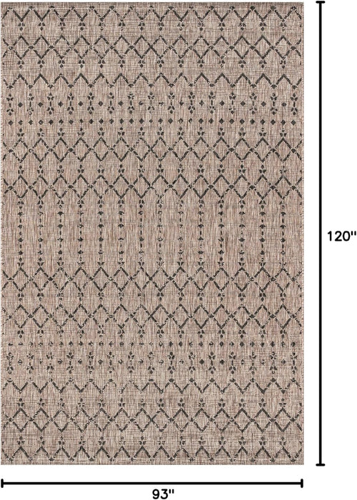 JONATHAN Y SMB108D-8 Ourika Moroccan Geometric Textured Weave Indoor Outdoor Area r.u.g, Bohemian, Rustic, Scandinavian Easy, Bedroom,Kitchen,Backyard,Patio,Non Shedding, Natural/Black, 8 X 10