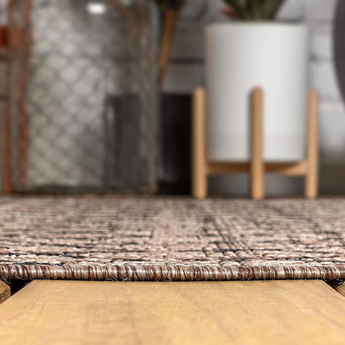 JONATHAN Y SMB108D-8 Ourika Moroccan Geometric Textured Weave Indoor Outdoor Area r.u.g, Bohemian, Rustic, Scandinavian Easy, Bedroom,Kitchen,Backyard,Patio,Non Shedding, Natural/Black, 8 X 10