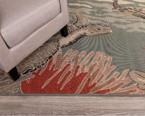 Size 6'6"x9'4" Liora Manne Riviera Coastal Indoor/Outdoor Rug