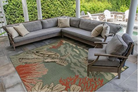 Size 6'6"x9'4" Liora Manne Riviera Coastal Indoor/Outdoor Rug