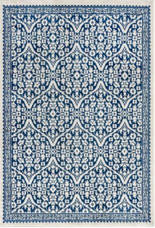 Tayse Madison Area Rug MDN4007 Traditional Dark Blue Angled Peaks 5' 3" x 5' 3" Round