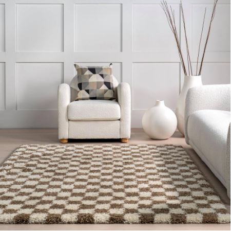 5 ft. x 8 ft. Beige Checkered Shag Adelaide Area Rug By nuLOOM