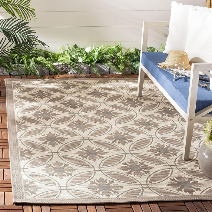 8' x 11' Beige Indoor/ Outdoor Waterproof Easy-Cleaning Patio Backyard Area Rug By SAFAVIEH