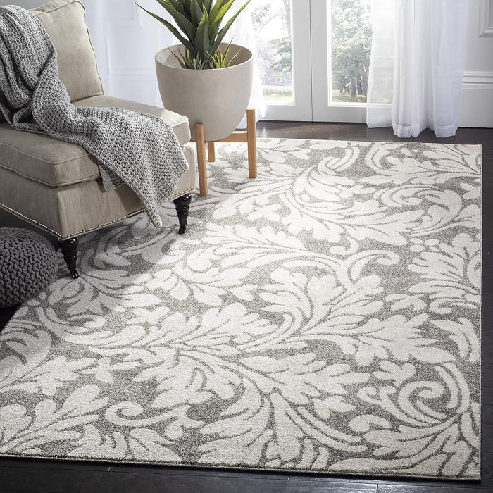 5'3" x 8', Dark Grey & Beige Floral Design Area Rug By Safavieh