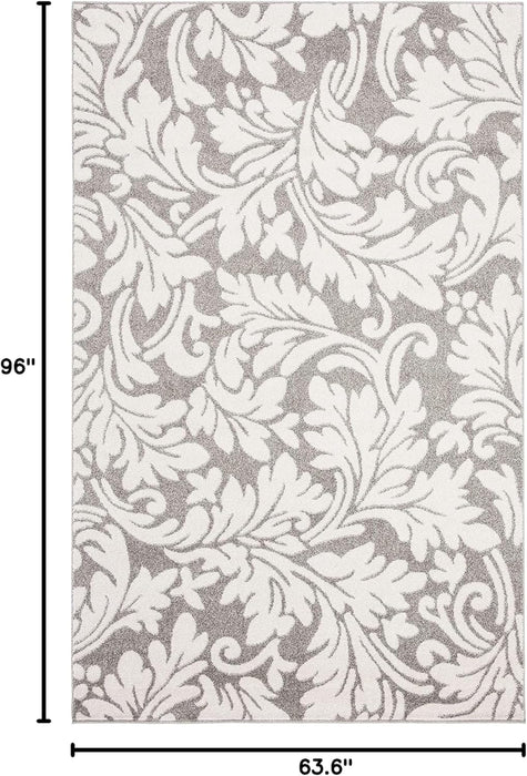 5'3" x 8', Dark Grey & Beige Floral Design Area Rug By Safavieh