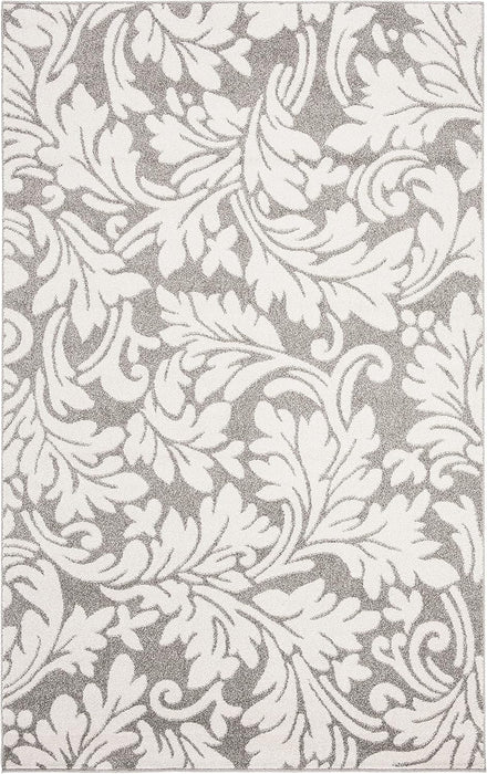 5'3" x 8', Dark Grey & Beige Floral Design Area Rug By Safavieh