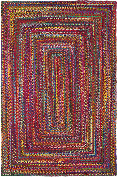 SAFAVIEH Braided Collection 3' x 5' Red / Multi BRD210A Handmade Boho Reversible Cotton Area Rug