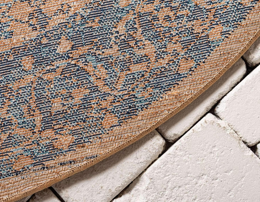 Unique Loom Dorchester Collection Border, Botanical, Geometric Area Rug, 4' 5" x 4' 5", Navy Blue/Tan