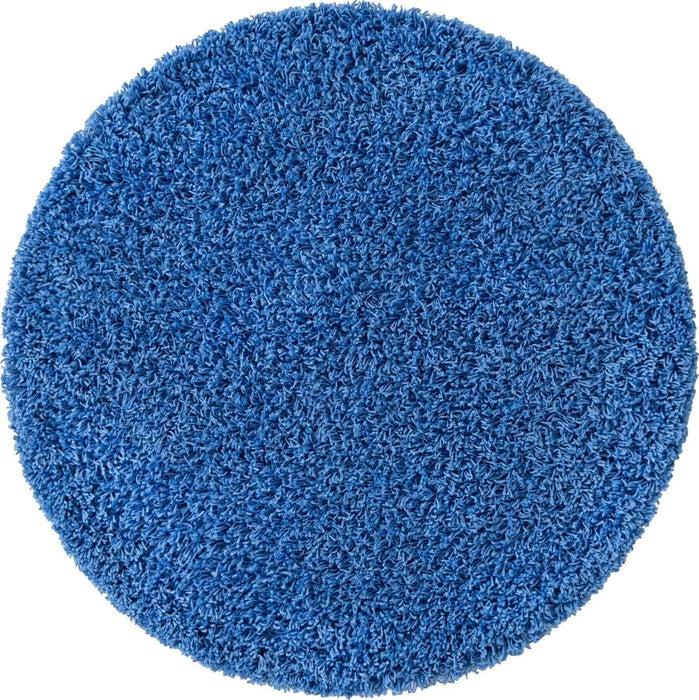 Unique Loom Solid Shag Collection Area Rug (3' 3" Round, Periwinkle Blue)