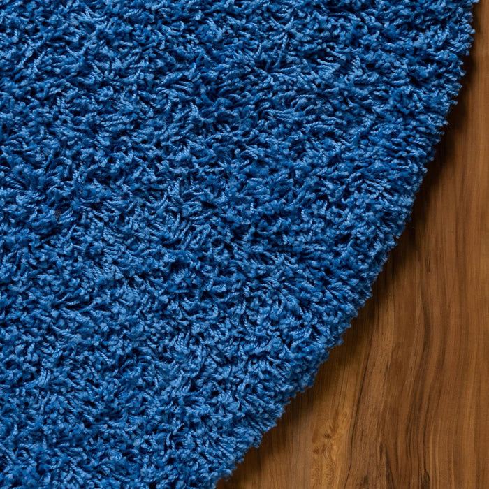 Unique Loom Solid Shag Collection Area Rug (3' 3" Round, Periwinkle Blue)