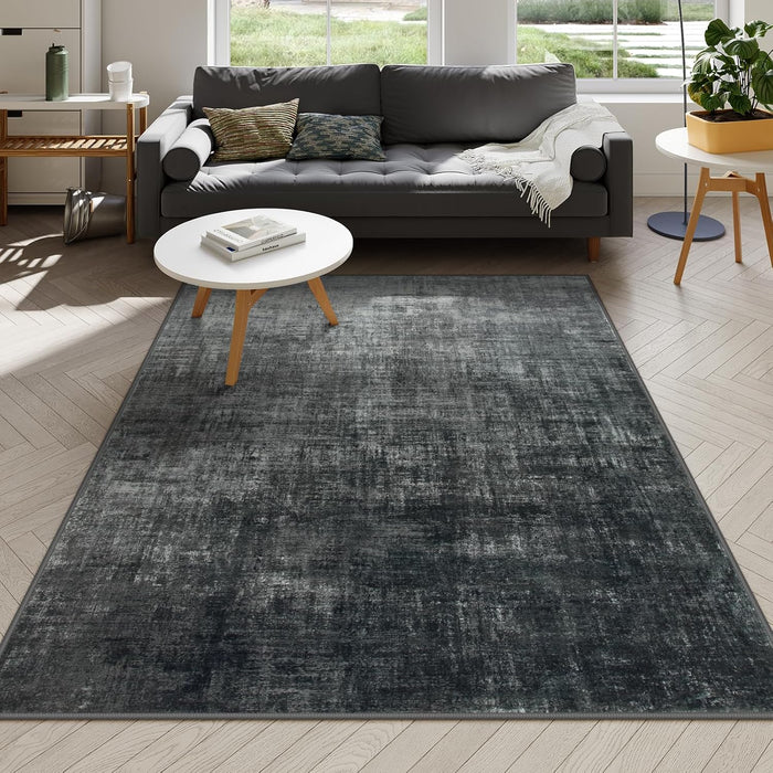 Lahome Washable Area Rugs 5x7,Boho Black and White Rugs for Living Room,Modern Abstract Ombre Soft Non-Slip Low-Pile Throw Carpet for Bedroom Dining Room Office(5'x7',Black and White)