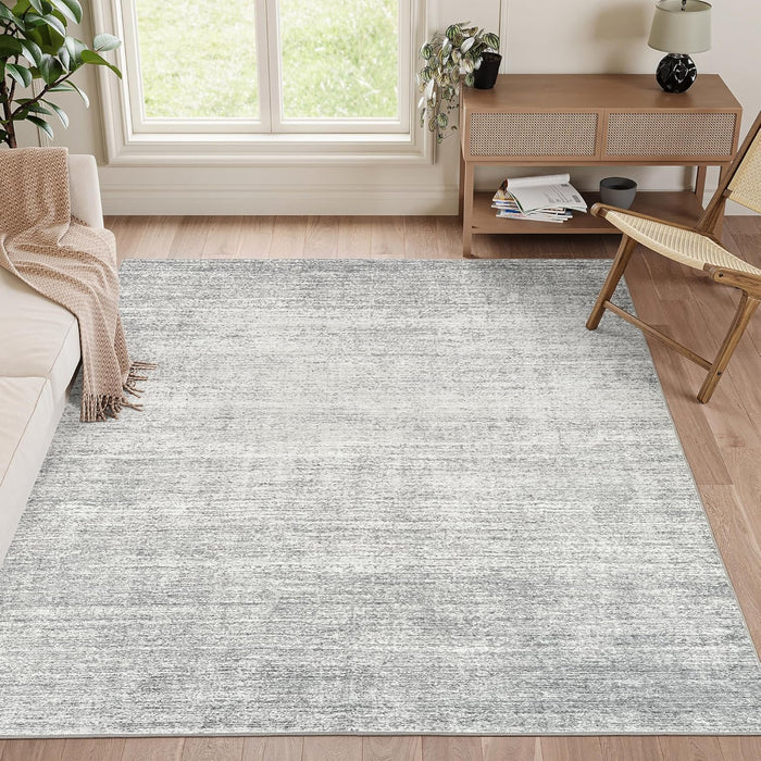 Valenrug Washable Rug - Stain Resistant Area Rugs for Living Room, Non Slip Backing Printed Rugs for Bedroom, Folable Machine Washable Area Rug (Grey, 5'x7')