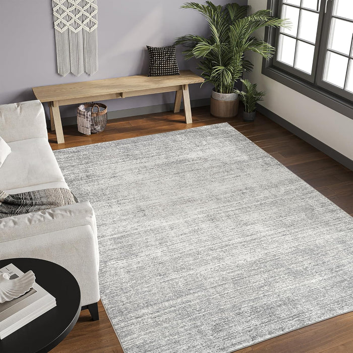 Valenrug Washable Rug - Stain Resistant Area Rugs for Living Room, Non Slip Backing Printed Rugs for Bedroom, Folable Machine Washable Area Rug (Grey, 5'x7')