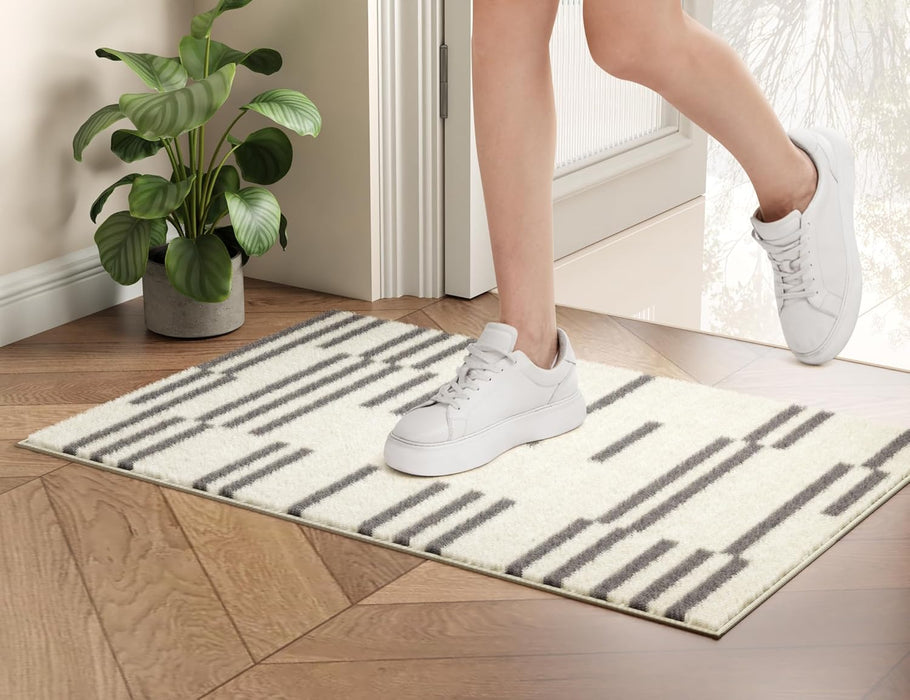 Modern Doormat Entryway Rug Washable Area Rug 2x3, Spill-Proof Surface, Non-Slip Backing, Cozy Soft Faux Wool, Printed Rugs 2x3, Bathroom Rugs, Bedroom Rugs - Miro