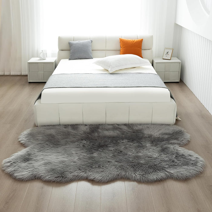 Faux Fur Sheepskin Rug Super Soft Fluffy Plush Area Rug Bedroom Floor Children's Room Sofa Cushion Living Room Runners Bedside Rugs (Gray,4×6 ft Sheepskin)