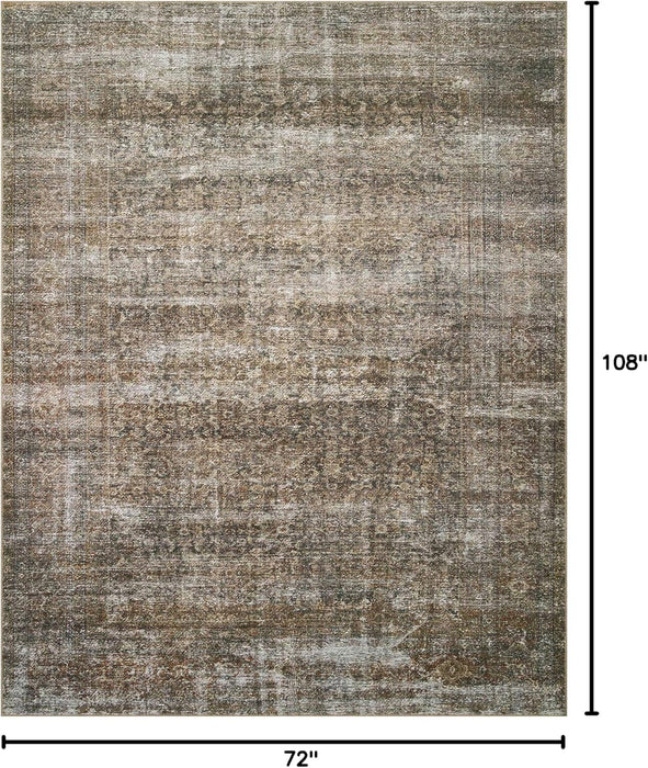 Loloi Amber Lewis Billie Collection, Tobacco & Rust 6'-0" x 9'-0" Area Rug – Antique & Distressed Accent Rugs for Living Room, Bedroom, Entryway & Hallway, No Shed High Traffic Area Home Decor Rug