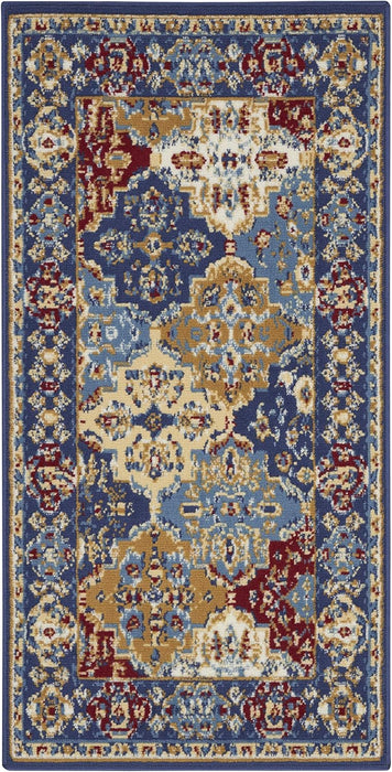 Nourison Grafix Multicolor 2' x 4' Area-Rug, Moroccan, Bordered, Bed Room, Living Room, Dining Room, Kitchen, Easy-Cleaning, Non Shedding (2x4)