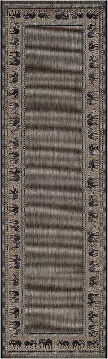 Couristan Recife Elephant Indoor/Outdoor Area Rug, 2'3" x 7'10", Cocoa-Black