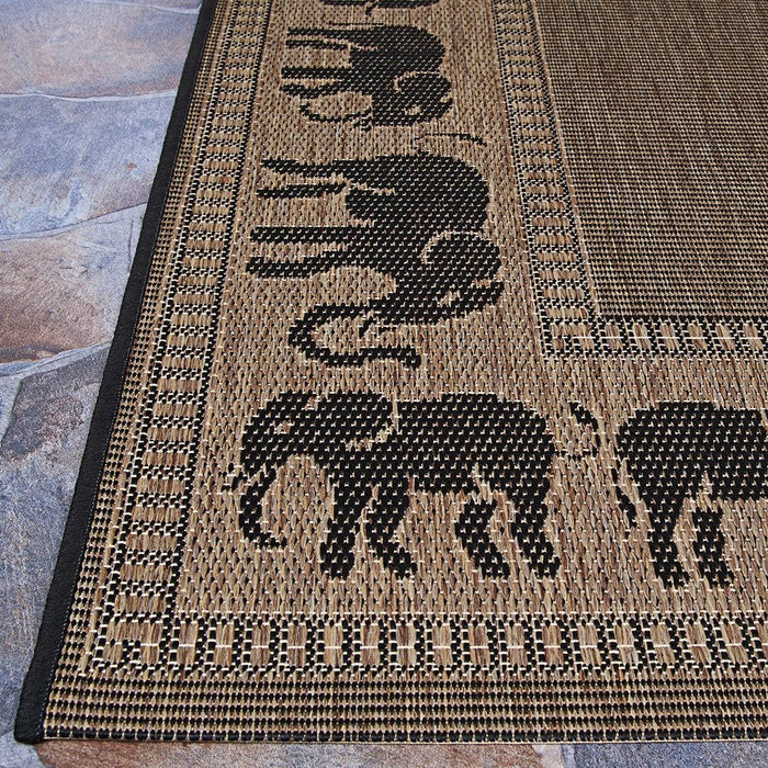 Couristan Recife Elephant Indoor/Outdoor Area Rug, 2'3" x 7'10", Cocoa-Black