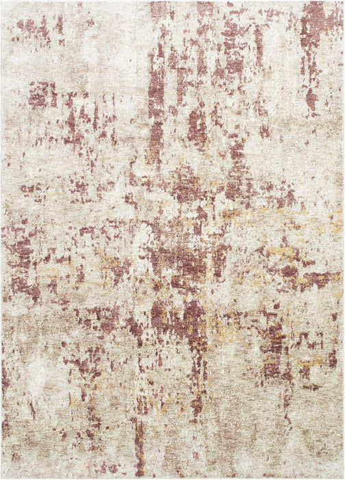 5x7 Modern Accent Rug in Ivory with Vermilion Abstract Weathered Texture Design (4' 11" x 7' 0") By Allstar Rugs
