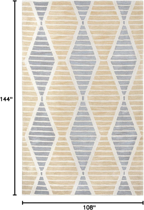 5' x 8' Beige/Ivory/Grey Stripe Rizzy Home Wool Area Rug