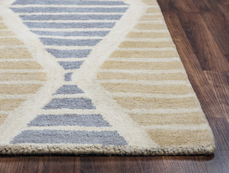 5' x 8' Beige/Ivory/Grey Stripe Rizzy Home Wool Area Rug
