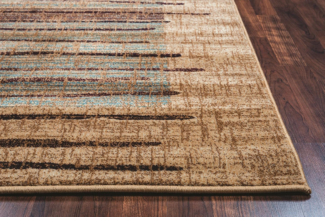 Size 2' x 7'7" Beige/Blue/Burgundy Abstract Runner Rug By Rizzy Home Rugs