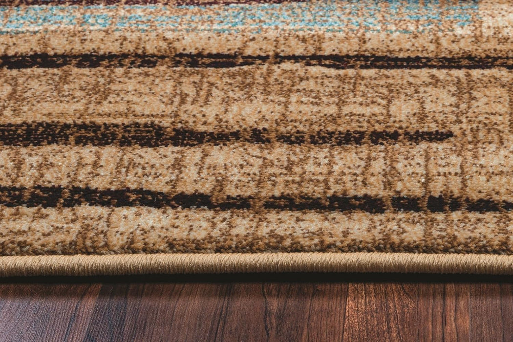 Size 2' x 7'7" Beige/Blue/Burgundy Abstract Runner Rug By Rizzy Home Rugs